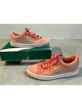 Puma Suede Jr Sneakers Desert Flower & Cool Blue Size 4C Kids Casual Shoes With